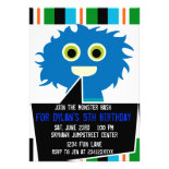 Colorful Blue Monster Birthday Party Invitations