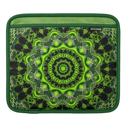 Spider Dance, Abstract Green Gray Web Sleeves For iPads