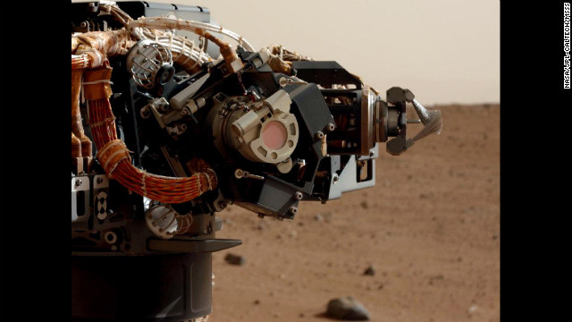 The left eye of the Mast Camera on NASA's Mars rover Curiosity took this image of the rover's arm on September 5, 2012.