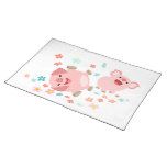 Two Cute Cartoon Pigs in Spring Place Mat