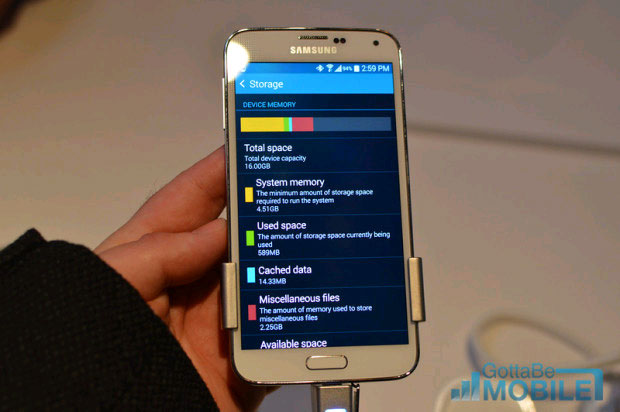 Samsung Galaxy S5 phiên bản 16GB chỉ còn 8,65GB trống