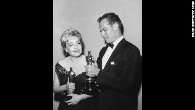 Charlton Heston helped "Ben-Hur" to win a record 11 Academy Awards, shutting out Jack Lemmon, James Stewart, Paul Muni and Laurence Harvey as best actor. Heston appears with French actress Simone Signoret (best actress for "Room at the Top") at the 1960 ceremony.