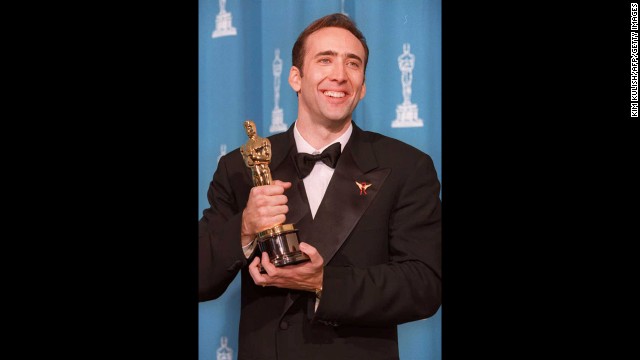 Nicolas Cage may now be the butt of Internet jokes -- surely you've seen him swing from a "Wrecking Ball"? -- but he was the man to beat at the 1996 Oscar ceremony. Cage won the best actor prize for "Leaving Las Vegas," his first nomination and first win.