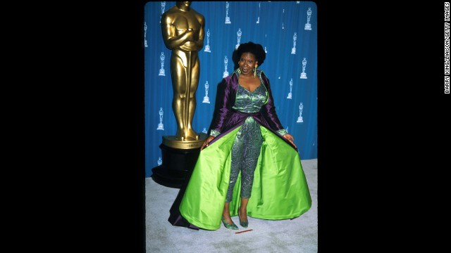 Sometimes we think Whoopi Goldberg intentionally trolls fashion lovers with her red-carpet outfits. In 1993, the Oscar winner -- she'd previously picked up the best supporting actress award for "Ghost" in 1991 -- arrived in a get-up that appeared to take Demi Moore's 1989 look and kick it up a notch with full-length pants, a full skirt and as much neon as possible. 