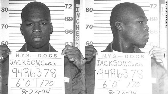 Curtis Jackson, aka 50 Cent, posed for this mug in 1994 when he was arrested at 19 for allegedly dealing heroin and crack cocaine. 