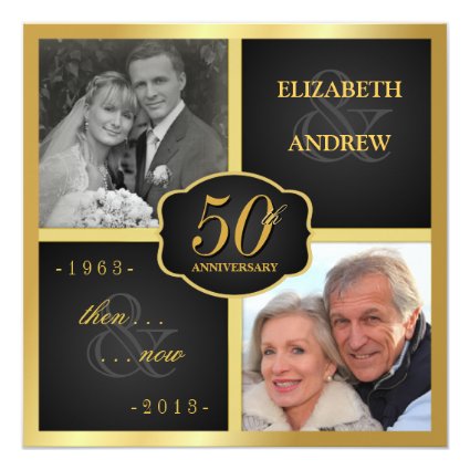 Elegant 50th Anniversary Party Vow Renewal 5.25x5.25 Square Paper Invitation Card