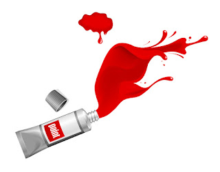 赤い絵の具チューブ Red ink paint splash イラスト素材