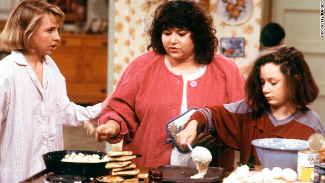 Roseanne Barr as Roseanne Conner, who worked in a plastics factory, and later owned a restaurant, in "Roseanne."