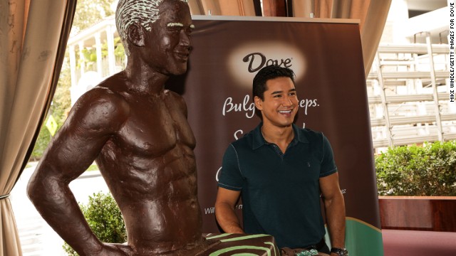 With only photographs to work with, the pastry chef at The Towers Waldorf Astoria spent months putting together near life-size chocolate statue replicas of an Australian couple. When celebrity TV host and actor, Mario Lopez, was immortalized in a mint and dark chocolate statue (pictured), it was only from the waist up. 