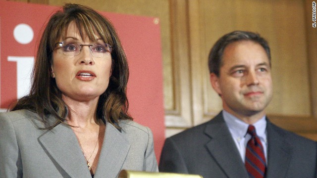 Gubernatorial candidate Sarah Palin stands beside then-Republican candidate for lieutenant governor Sean Parnell as they talk about their plan for a natural gas pipeline during a news conference in Anchorage. Parnell became governor when Palin stepped down in July 2009.