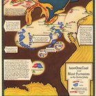 Iron Ore, Coal and Blast Furnaces in the United States. Illustrated map from Fortune Magazine, 1931. [1342×1706]