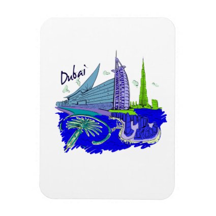 dubai city blue graphic travel design.png rectangular photo magnet