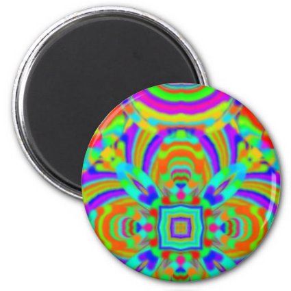 Kaleidoscope pattern neon graphic 1 2 inch round magnet