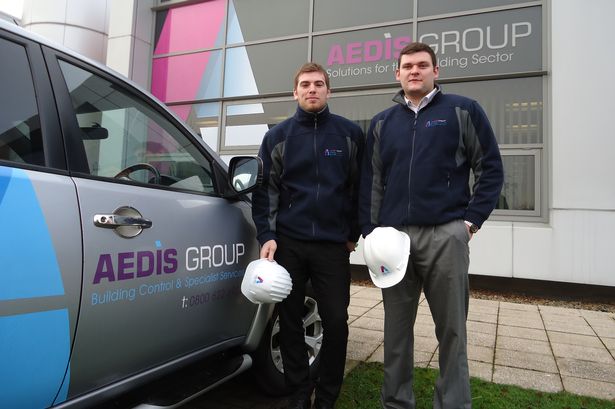 Rob Cuthbertson, left, and Patrick McRedddie who are assistant building surveyors and both part of Aedis' graduate training programme