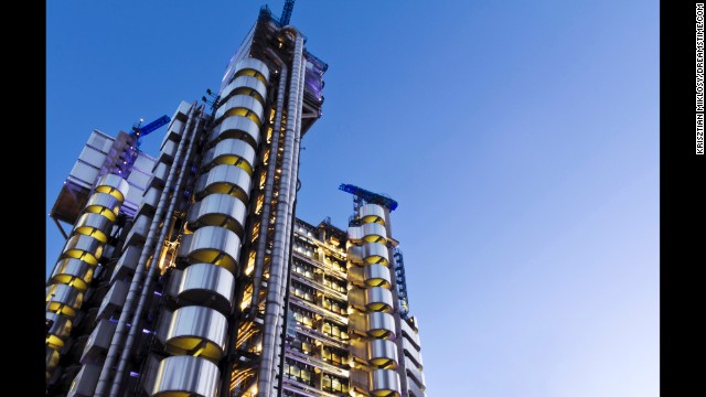 The Lloyd's building in London was designed inside out, and the 12 glass elevators travel along the exterior, offering sweeping city views.