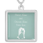 Mint Green Silhouette Wedding Personalized Necklace