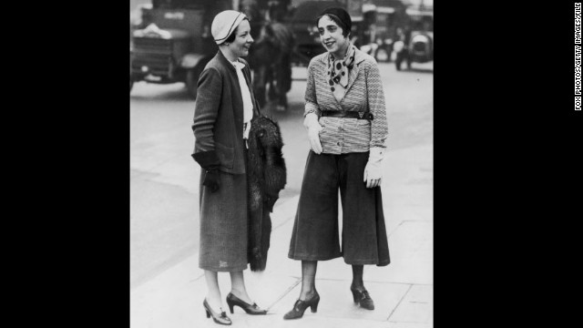 Coco Chanel once dismissed her rival, Elsa Schiaparelli, as: "That Italian artist who makes clothes." Indeed, the designer (pictured right, wearing the "trousered skirt") was known for her whimsical, surrealist-inspired pieces, even collaborating with Salvador Dali. 