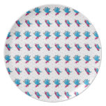 Blue Birdy Bird and Pencil Pattern Party Plates
