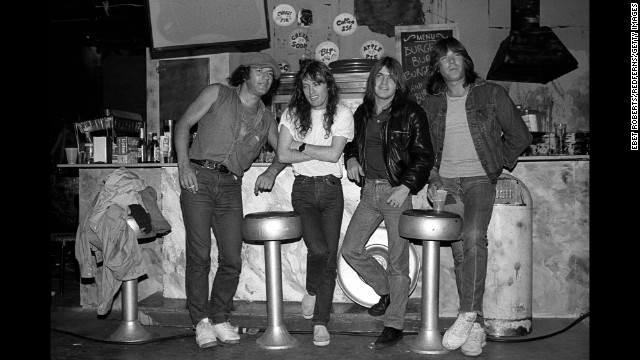 The band poses for a photo at a bar in Rhode Island in 1985.