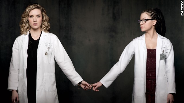 Everyone's favorite scientist, Cosima Niehaus, is brilliant, geeky and has an open mind when it comes to using a certain herbal remedy. She has found love with fellow scientist Delphine (Evelyne Brochu, left), but can't completely trust her.