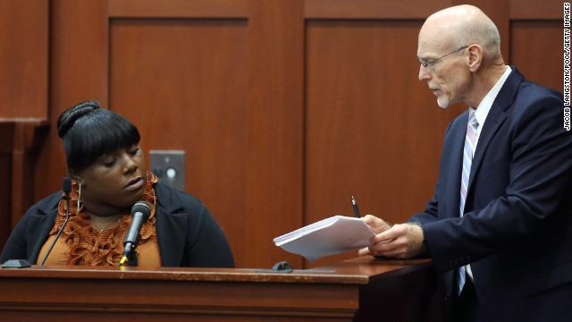 Rachel Jeantel, a friend of Martin's, is questioned by defense attorney Don West on June 27. She appeared to get frustrated several times during the cross-examination, including one time when West suggested they could break until the morning so she'd have more time to review the deposition transcript.