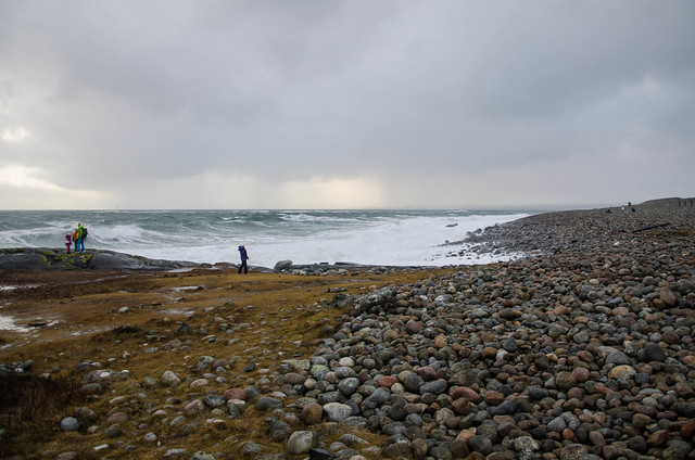 larvik, clouds, surf, sea, coast, scandinavia