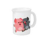 Cute Black and White Cartoon Pigs Pitcher