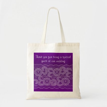 Purple Lace Wedding Budget Tote Bag