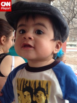 "I don't know what's happening, but it's exciting!" -- Jaxson Soto, 13 months, was pretty pumped about his first train ride through Brackenridge Park in San Antonio, Texas. 
