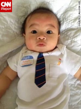 "What?! You want me to work overtime?!" -- Ethan Fox Chau, age 4 months, at the end of a long week. 