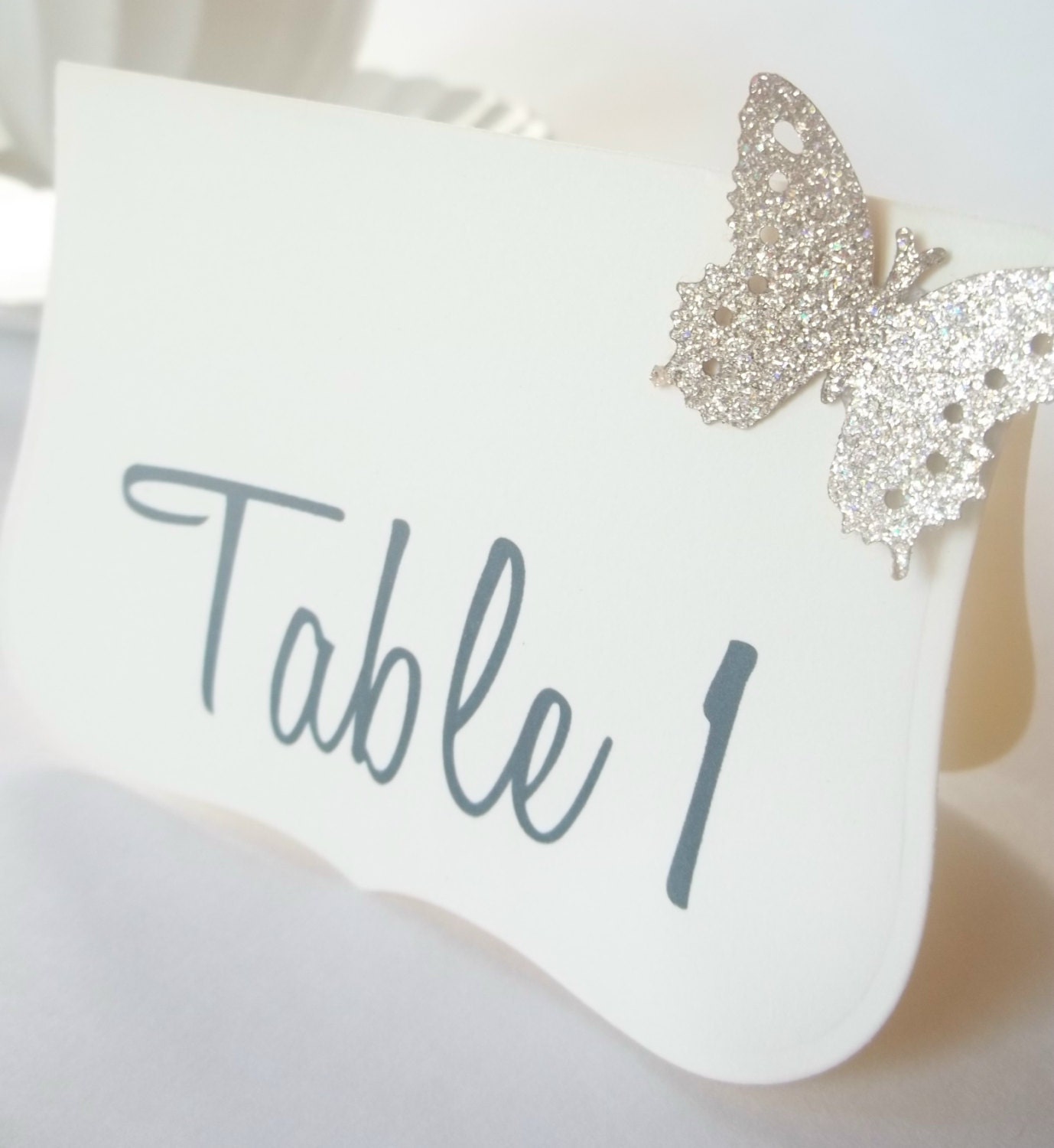 Butterfly Table Numbers, Wedding Table Numbers, Tent Style Whimsical - Champagne and Ivory