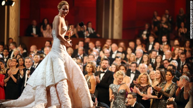 Jennifer Lawrence charms the audience in 2013 as she accepts the best actress Oscar for her performance in "Silver Linings Playbook."