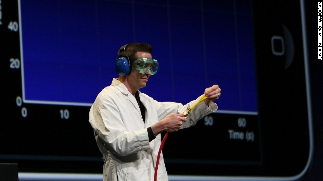 Apple Senior Vice President of iPhone Software Scott Forstall wore a lab coat and safety goggles while demoing a science app for the iPhone at the WWDC in June 2009. Jobs, suffering from cancer, was on medical leave at the time. That year Apple kicked off the conference by unveiling the iPhone 3GS.