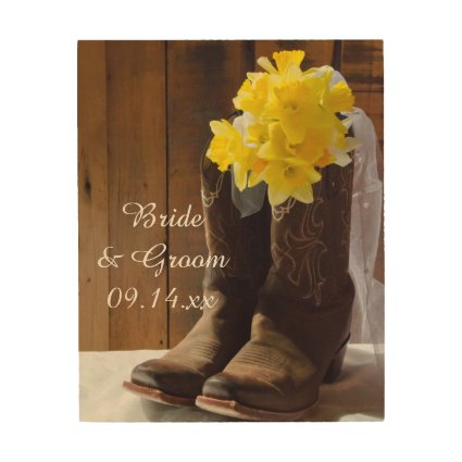 Country Daffodils Wedding Wood Canvas
