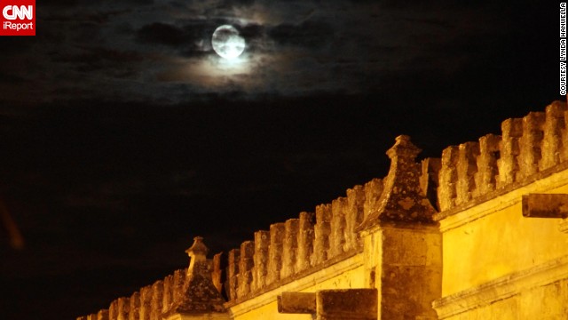 The moon glows above Cordoba's alcazar, or castle. Lynda Hanwella says Cordoba was a highlight of her trip to Spain and Portugal. See more of her photos on <a href='http://ift.tt/Qpe327'>CNN iReport</a>.