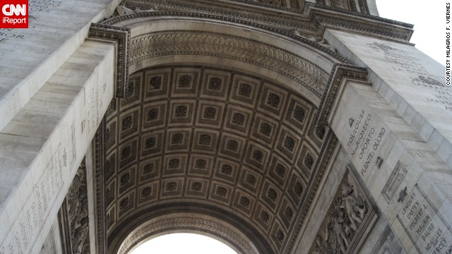 You'll have to crane your neck to study the carvings on the underside of the <a href='http://ift.tt/Qpe06b'>Arc de Triomphe</a> in Paris, standing 164-feet tall at the center of Place Charles de Gaulle. 