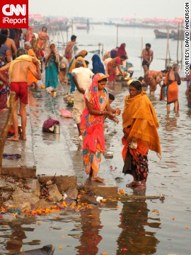 Hindus wash in the Ganges river during morning prayers. Read more about the ritual on <a href='http://ift.tt/Qpe45X'>CNN iReport</a>.