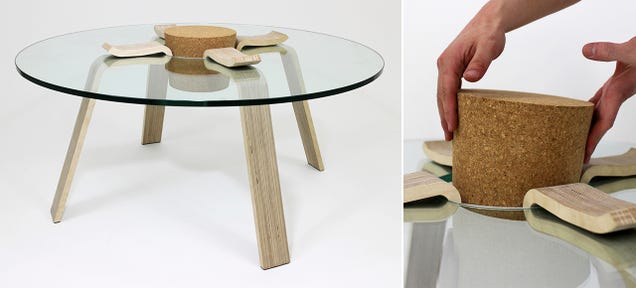A Functional Cork Keeps This Coffee Table From Collapsing