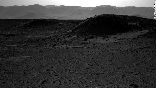 NASA says <a href='http://ift.tt/1heNC96'>the bright spot in this image</a> taken in April on Mars by the Curiosity rover could be merely a "glinting rock or cosmic-ray hit." The Curiosity rover set off from Earth in November 2011 and landed some eight and a half months later -- 99 million miles away.