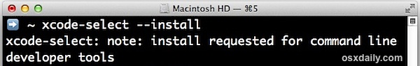 Install command line tools through terminal in OS X