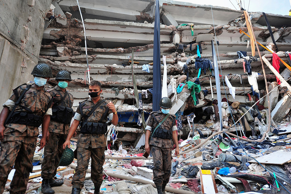 April 29, 2013: Members of Border Guards of Bangladesh inspect the collapsed building. Officials said they were unlikely to find more survivors in the rubble