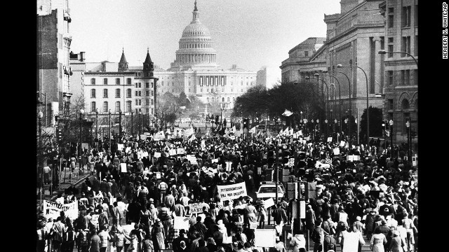 Several thousand marchers march down Pennsylvania Avenue in Washington toward the U.S. Capitol building on January 22, 1981. The March for Life, billed as the world's largest anti-abortion event, is remaking itself in deeper ways as well, says Monahan.