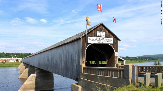 The longest covered bridge is the Hartland Bridge in New Brunswick, Canada, a National Historic Site of Canada.