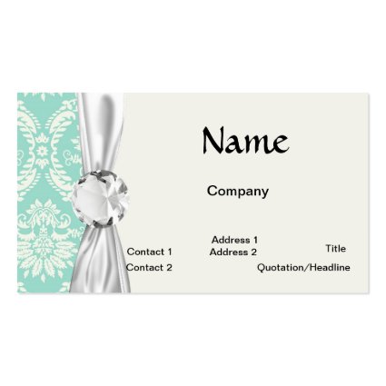 aqua and cream fleur elegant damask business cards