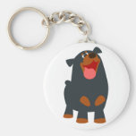 Cute Friendly Cartoon Rottweiler Keychain