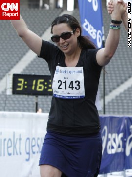 "I am still not a strong runner, but I knew I had to finish this race to honor all the people affected by the Boston tragedy," said <a href='http://ift.tt/1i8P4cY'>Ezra Mueller</a>, right, who ran the 25 kilometer "Big Berlin" race in Germany in May with a "Run for Boston" on her back. "With the support of the other runners loudly cheering me on. I dragged myself across the finish."