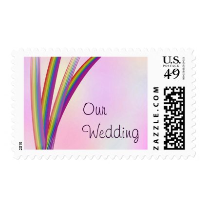 Rainbow Stripes Wedding Postage Stamp