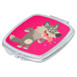 Cute Famished Cartoon Wolf Compact Mirror Travel Mirrors