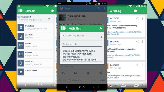 Pushbullet for Android Gets a New UI, Push-Everywhere Functionality