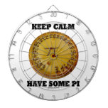 Keep Calm Have Some Pi (Pi On A Baked Pie) Dartboard With Darts